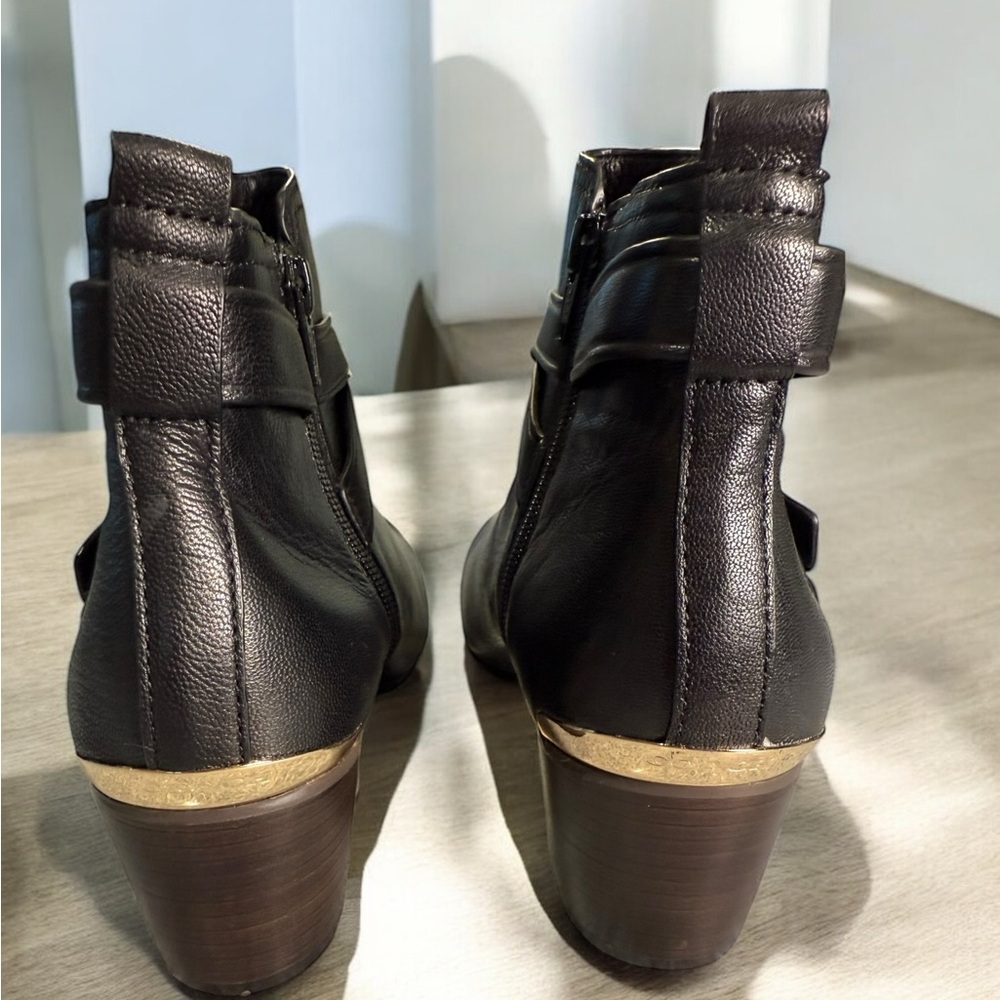 Coach Pauline Black Leather Ankle Boots with Low Heel, Size 8B - Picture 5 of 13